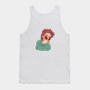 Green stache’ Tank Top